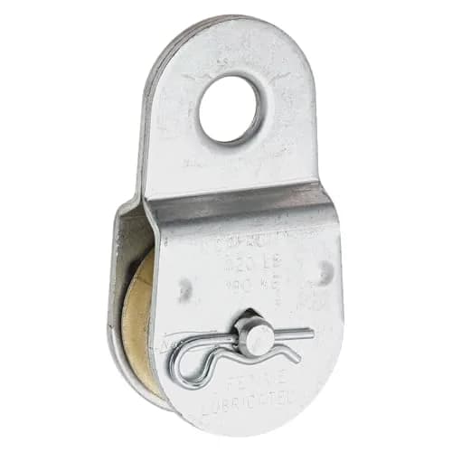 National Hardware Fixed Single Pulley, 1-1/2 in, Die Cast Zinc, Zinc Plated | Durable Zinc Plated Pulley for Indoor & Outdoor Use thumbnail 1