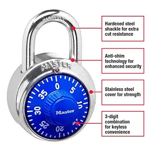 Master Lock 1505D Locker Lock Combination Padlock 48mm (1.88in) | Resettable 3-Digit Security thumbnail 2