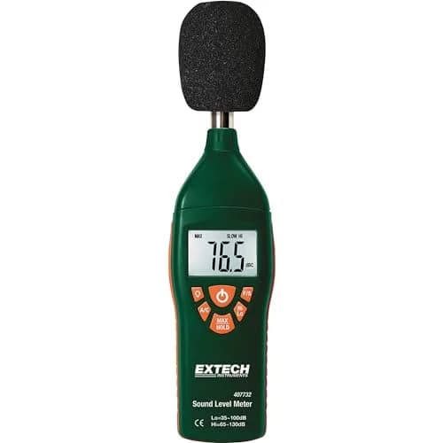 Extech Type 2 Digital Sound Level Meter 35 to 130 dB | ANSI/IEC 651, dual range, A/C weighting, fast/slow, data hold, max hold, windscreen, 9V battery thumbnail 1
