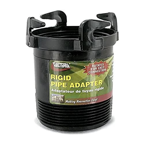 Valterra Rotating Rigid Sewer Pipe Bayonet Adapter with 3" Male Thread x Bayonet Hooks, Black | RV Waste Outlet Adapter thumbnail 1