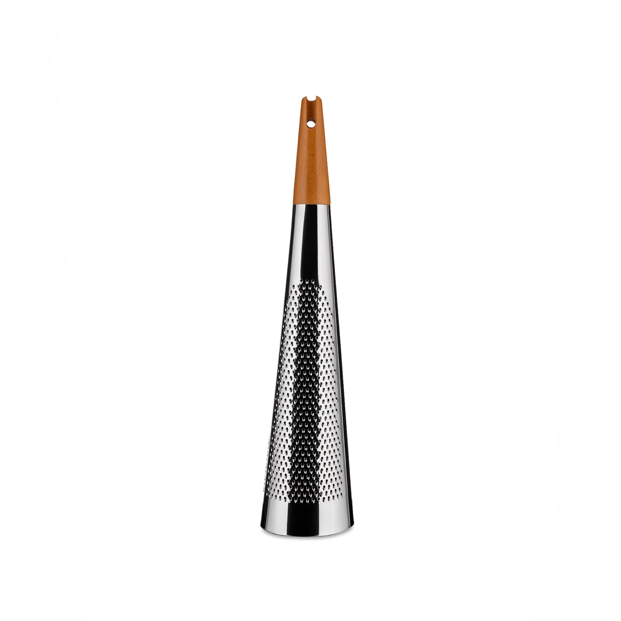 Alessi Todo Giant Cheese and Nutmeg Grater in Steel and Wood, Silver | 48.3 cm (19") Tall Grating Tool - main product image