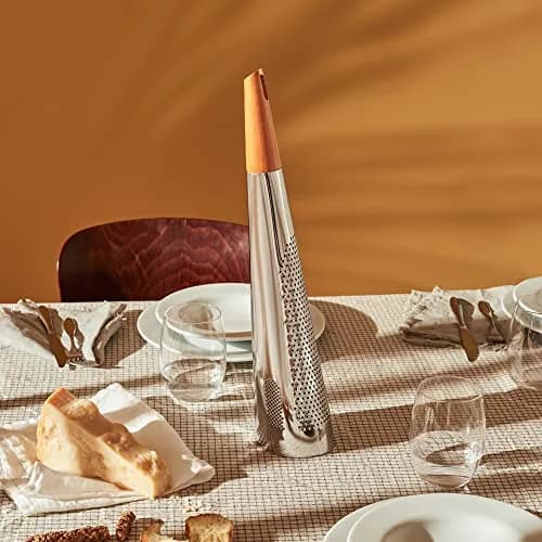 Alessi Todo Giant Cheese and Nutmeg Grater in Steel and Wood, Silver | 48.3 cm (19") Tall Grating Tool thumbnail 5