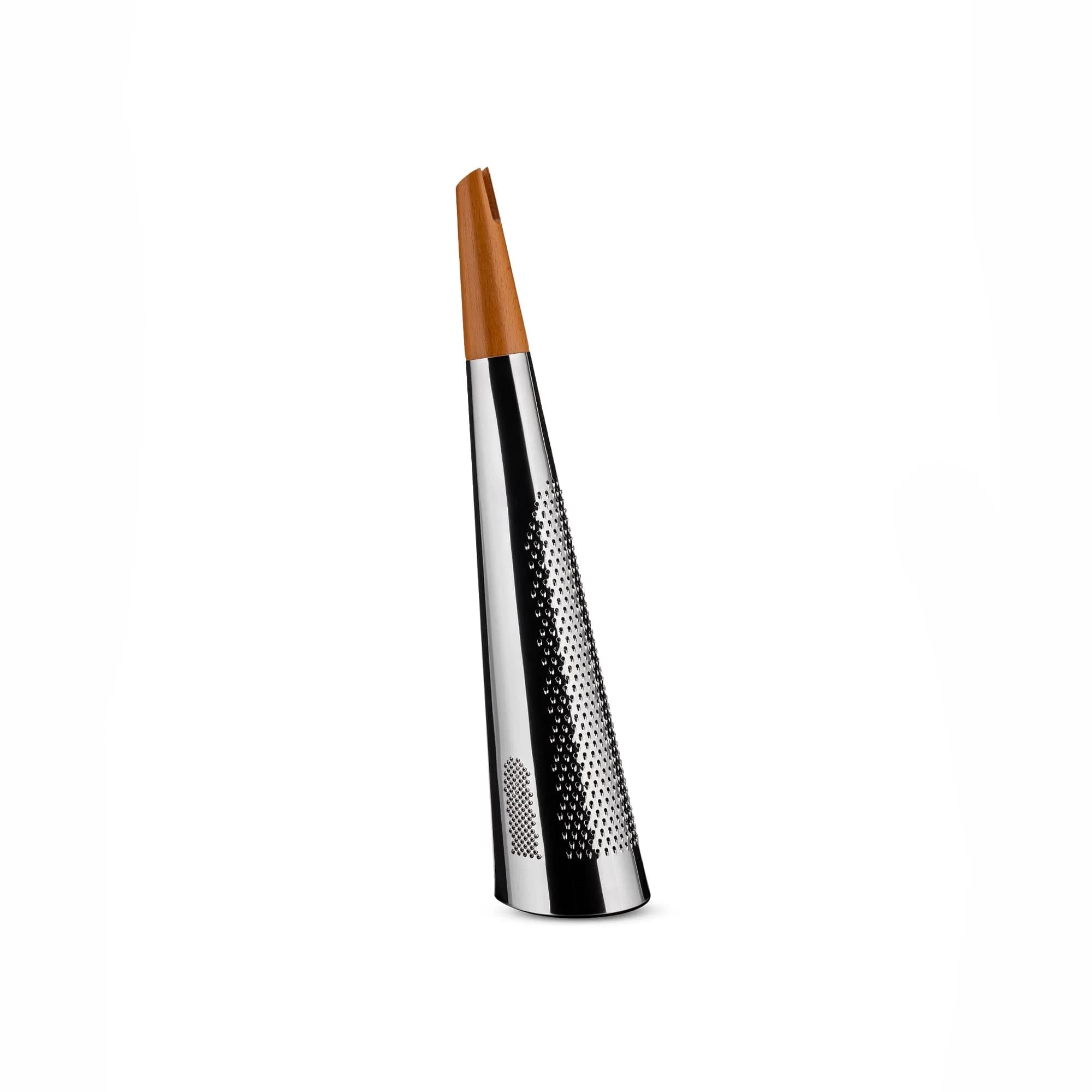 Alessi Todo Giant Cheese and Nutmeg Grater in Steel and Wood, Silver | 48.3 cm (19") Tall Grating Tool - view 2