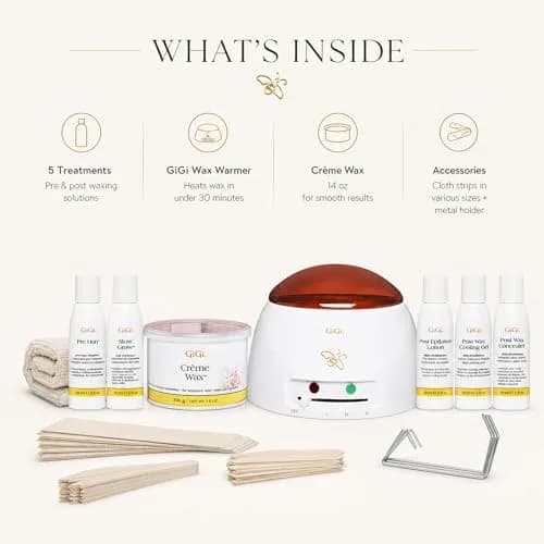 GIGI Creme Wax Hair Removal Kit, Wax Warmer for Face, Body & Eyebrow | Complete Home & Salon System thumbnail 6