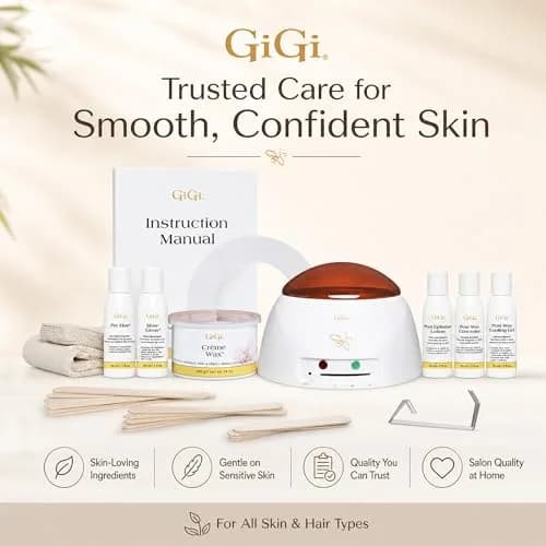 GIGI Creme Wax Hair Removal Kit, Wax Warmer for Face, Body & Eyebrow | Complete Home & Salon System thumbnail 7