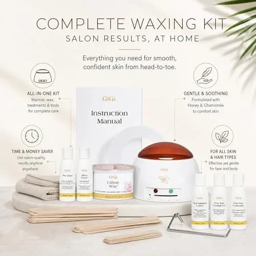 GIGI Creme Wax Hair Removal Kit, Wax Warmer for Face, Body & Eyebrow | Complete Home & Salon System thumbnail 3