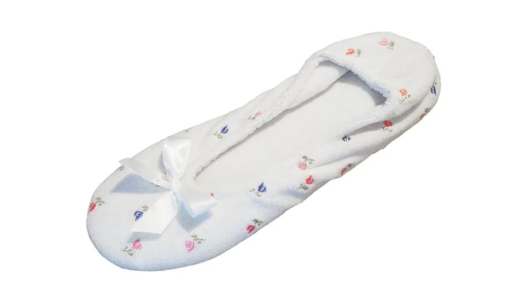 isotoner Embroidered Terry Ballerina Slippers Flat Sandals | Soft Cotton-Blend Comfort for Women (70-120 chars)
