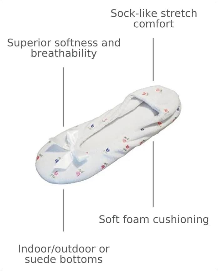 isotoner Women's Embroidered Plush Terry Ballerina Slippers , White Soft Tie Bow, 5-6 thumbnail 4