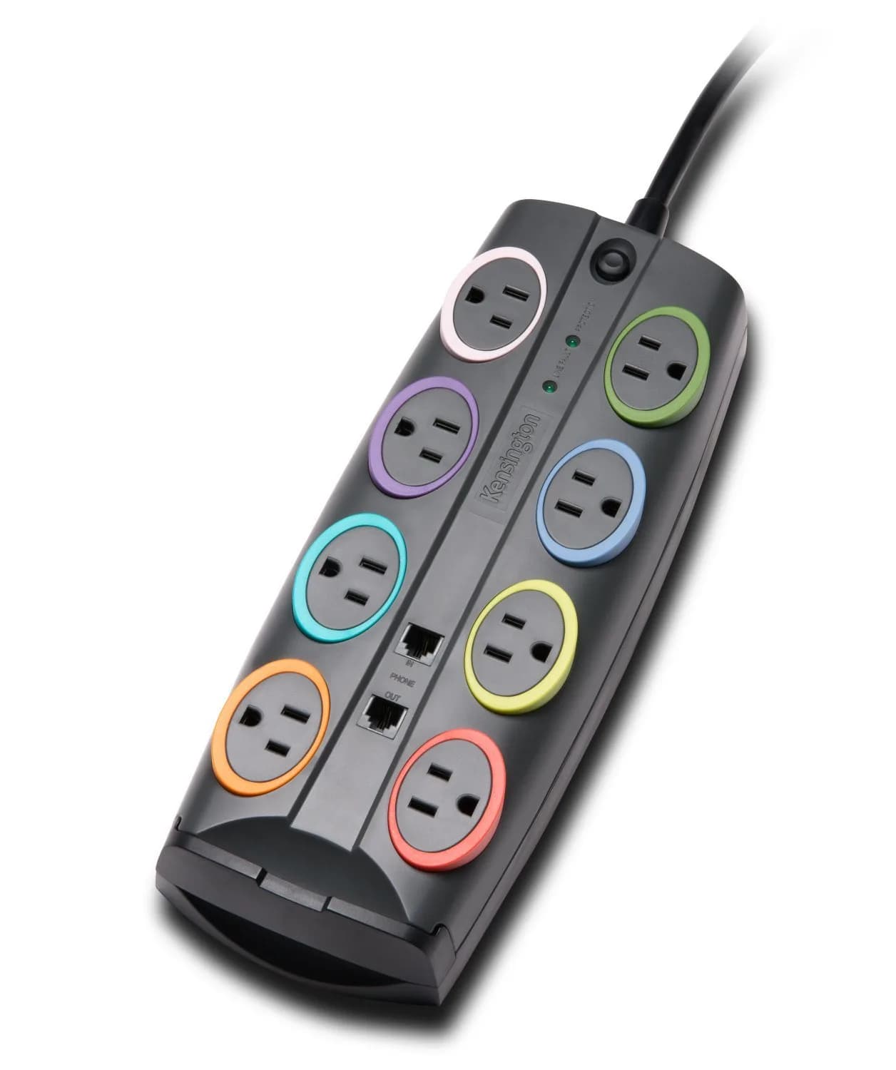 Kensington SmartSockets 8-Outlet Surge Protector 8ft Cord 2490 Joules | Superior Power Spike Defense