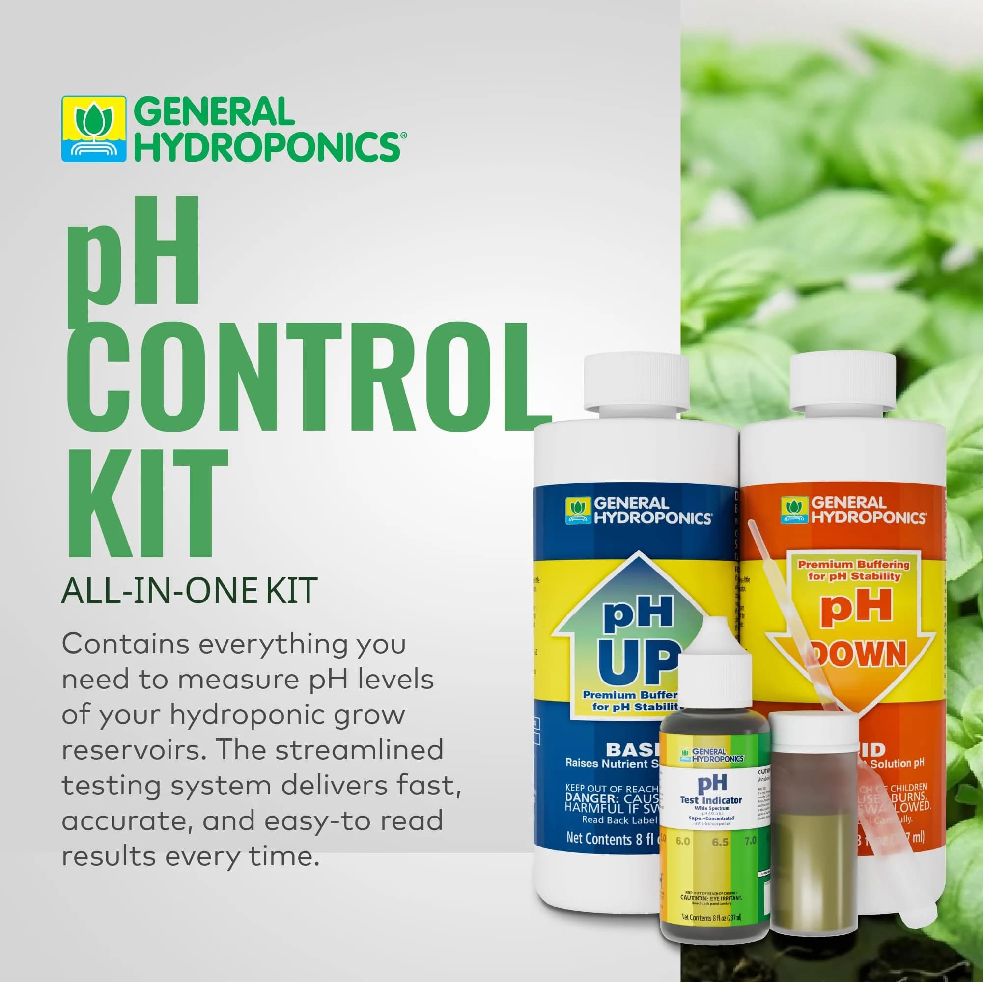 General Hydroponics pH Control Kit with pH Up, Down, Indicator & Chart | 8 oz pH Up, 8 oz pH Down, 1 oz Indicator - view 2