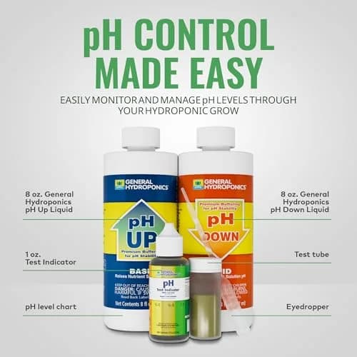 General Hydroponics pH Control Kit with pH Up, Down, Indicator & Chart | 8 oz pH Up, 8 oz pH Down, 1 oz Indicator thumbnail 3