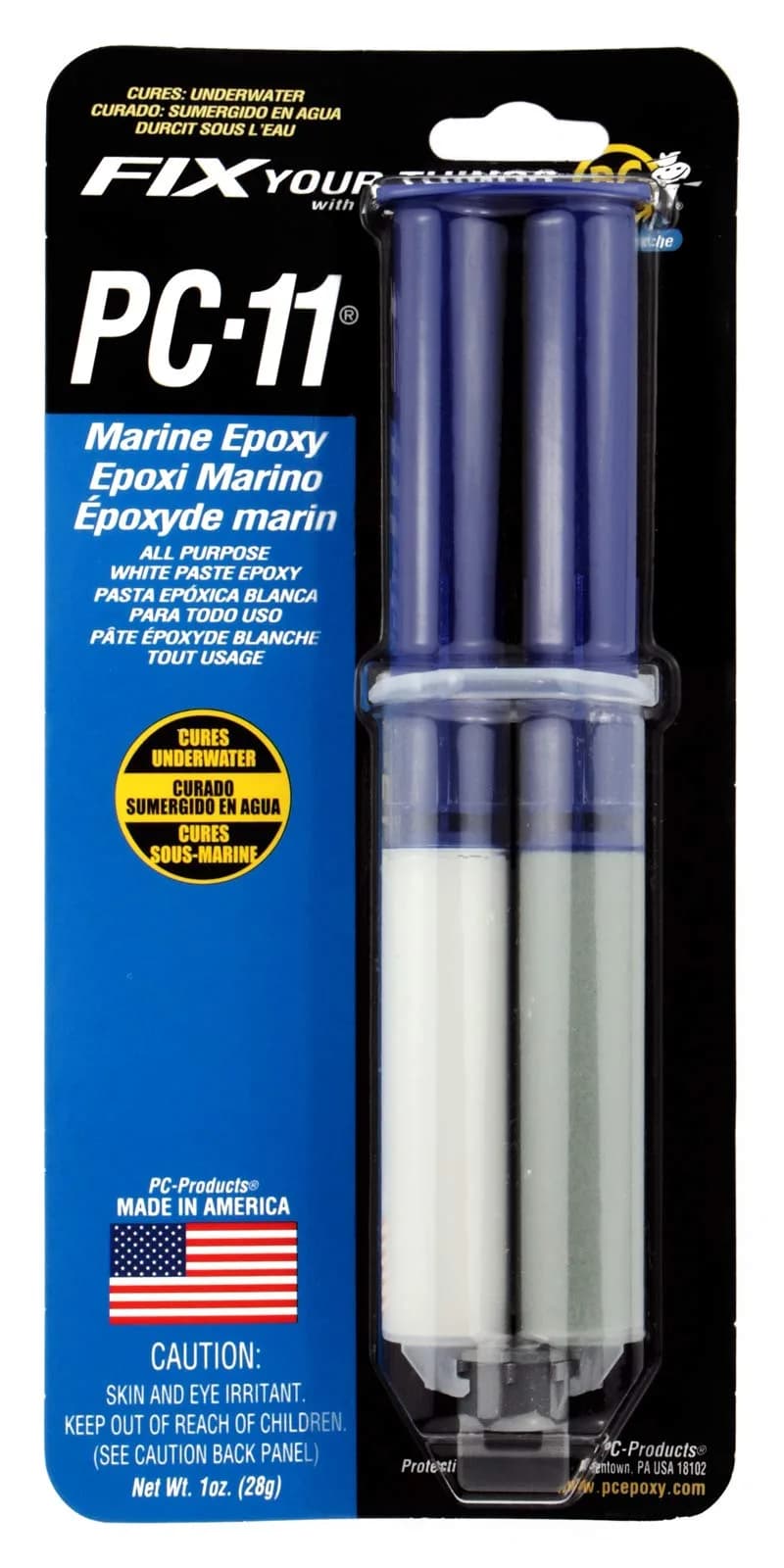 PC-Products PC-11 Epoxy Adhesive Paste | Marine Grade, 1oz Applicator Syringe, Off White — 0.0625 lb