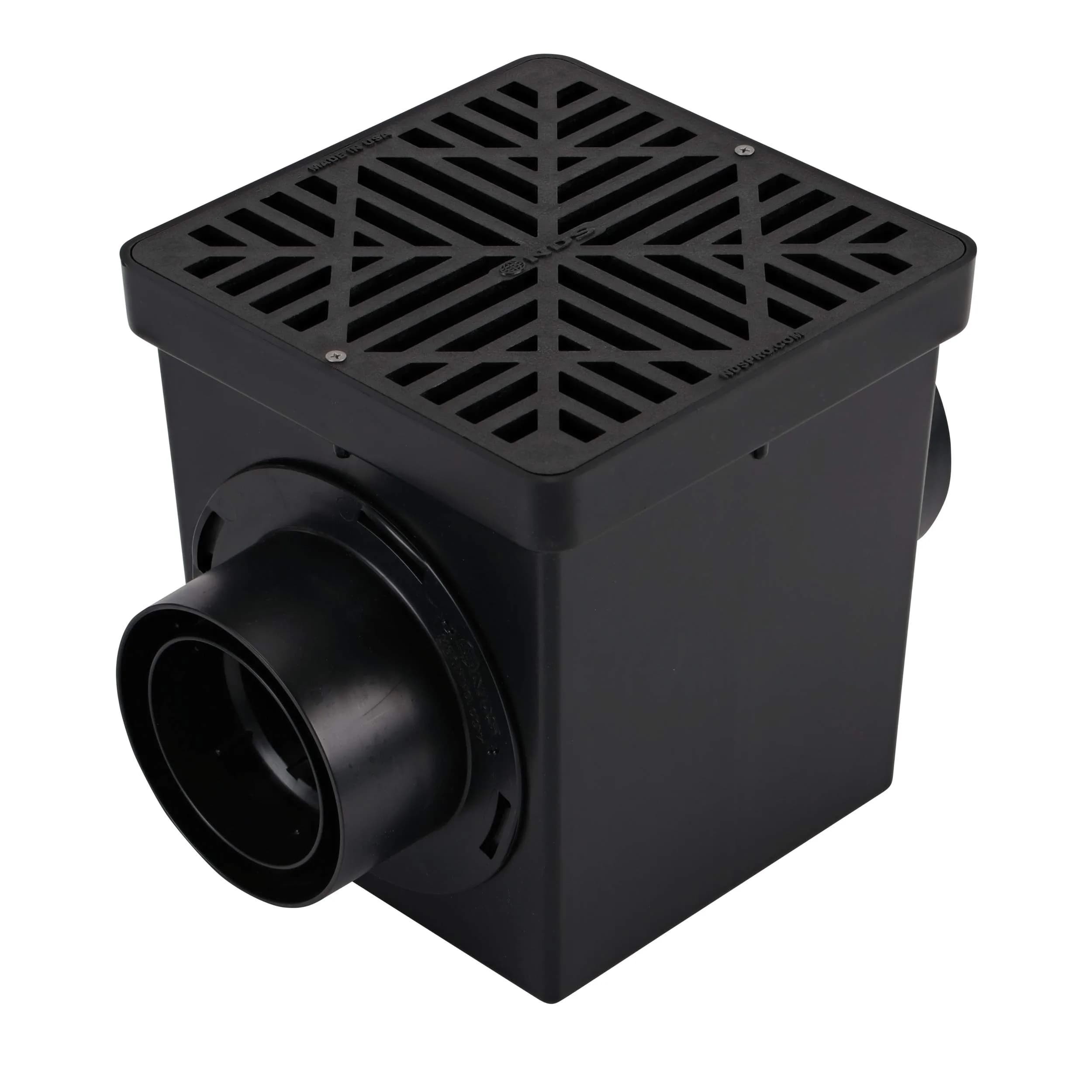 NDS Square Catch Basin Drain Kit 9-Inch Black | Handles 121 GPM Flow Rate