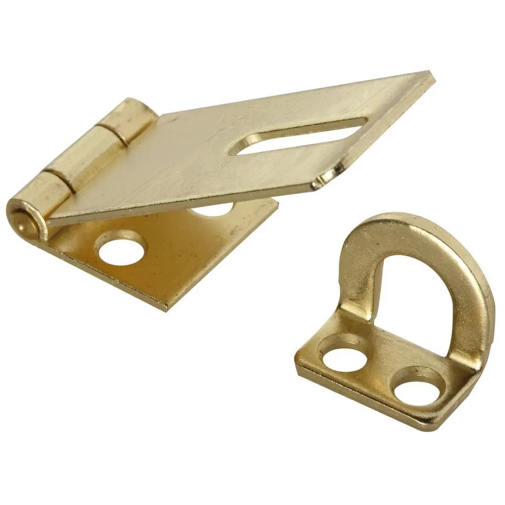 National Hardware Safety Hasp, 1-3/4 in, Steel, Brass | Heavy-duty brass safety hasp for doors & craft projects