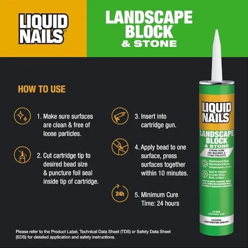 Liquid Nails LN-905 Landscape Block Adhesive 10 oz Weather-Resistant Bond for Stone & Timber thumbnail 4
