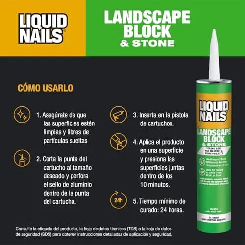 Liquid Nails LN-905 Landscape Block Adhesive 10 oz Weather-Resistant Bond for Stone & Timber thumbnail 8