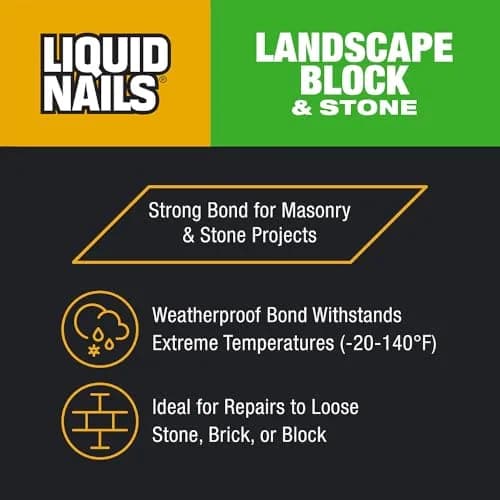 Liquid Nails LN-905 Landscape Block Adhesive 10 oz Weather-Resistant Bond for Stone & Timber thumbnail 3