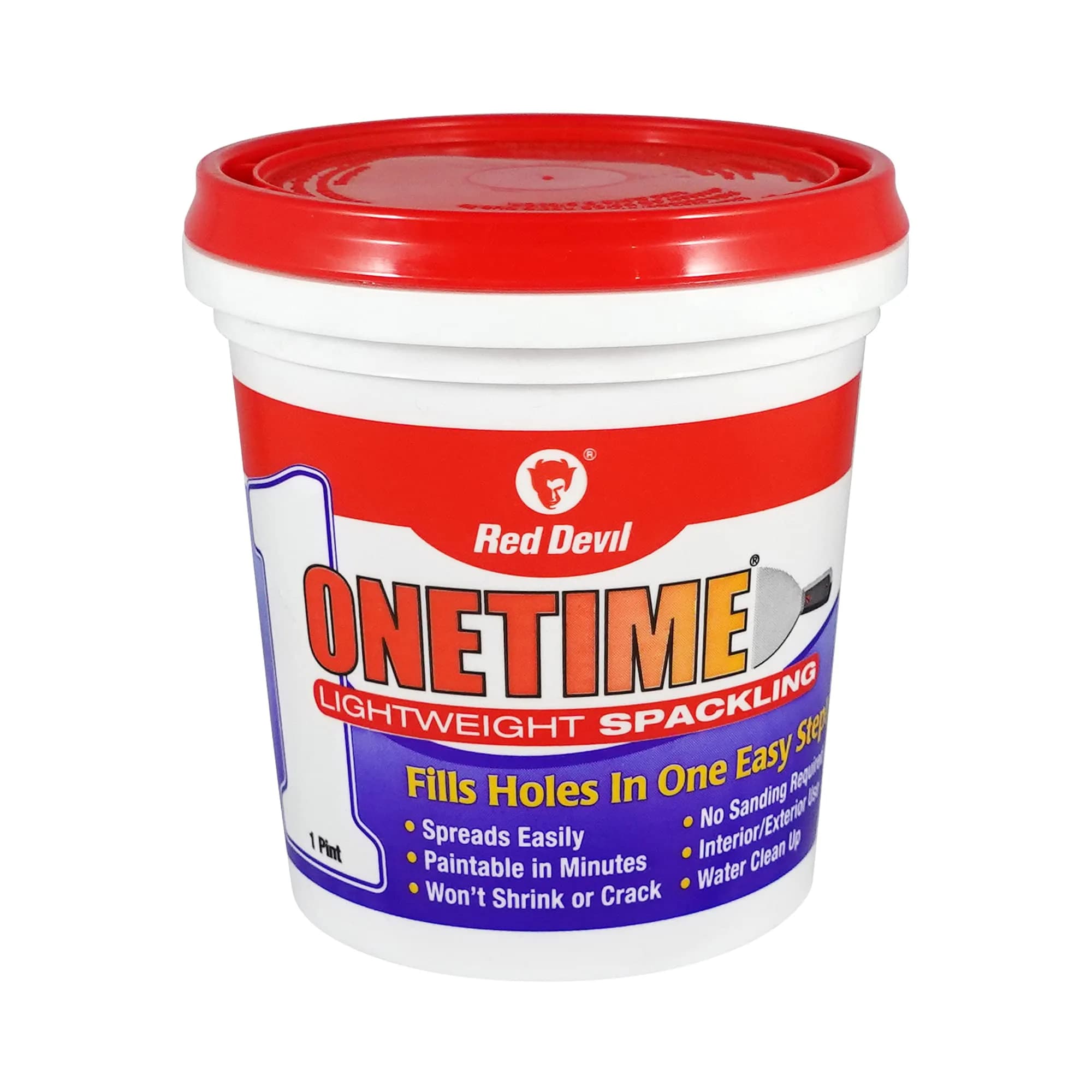 Red Devil 0548 ONETIME Lightweight Spackle Wall Repair 473ml (1 Pint) | No-Sand Formula for Drywall, Plaster, Wood