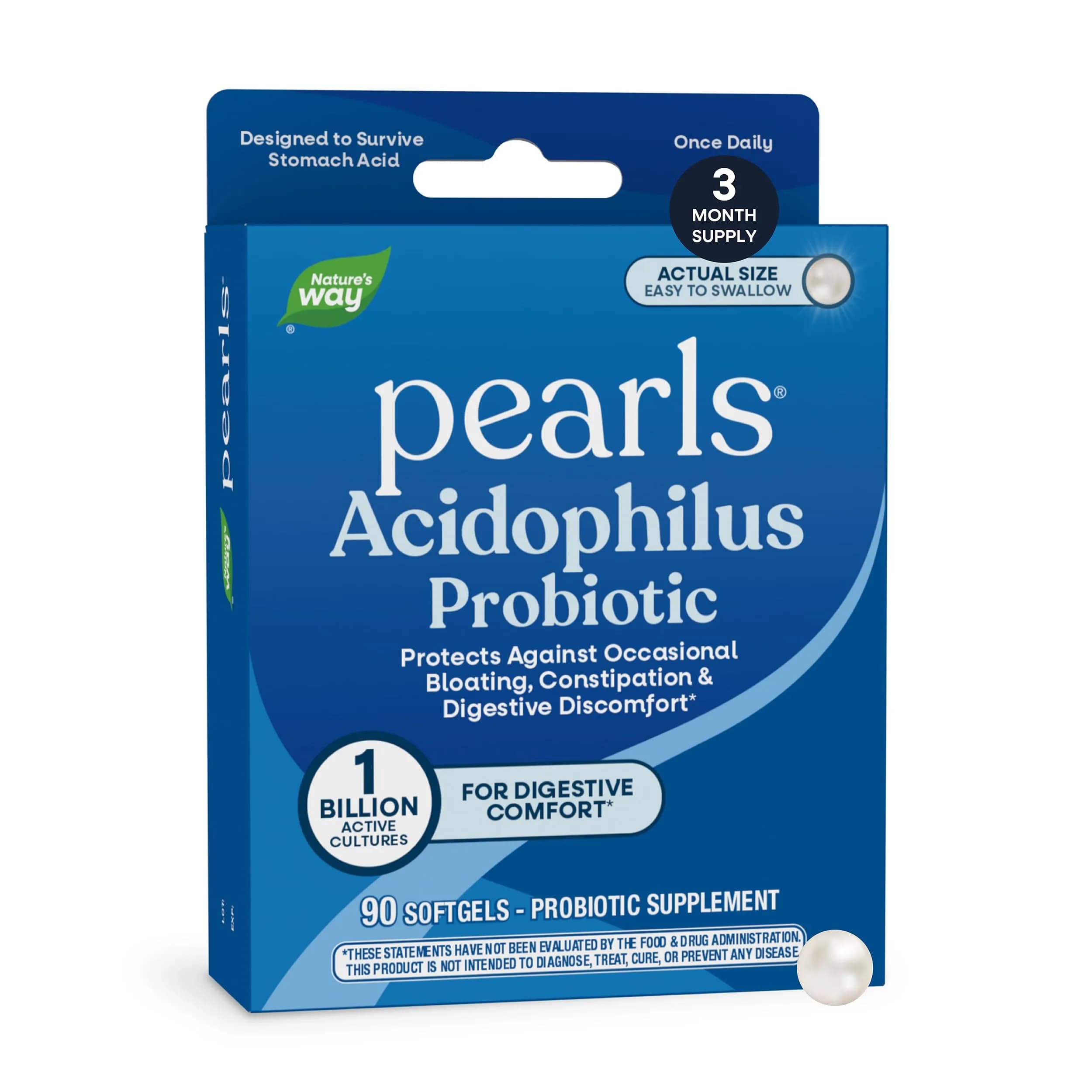 Nature's Way Probiotic Pearls Acidophilus Softgels 90 Count | Supports Digestive Balance & Immune Health - main product image