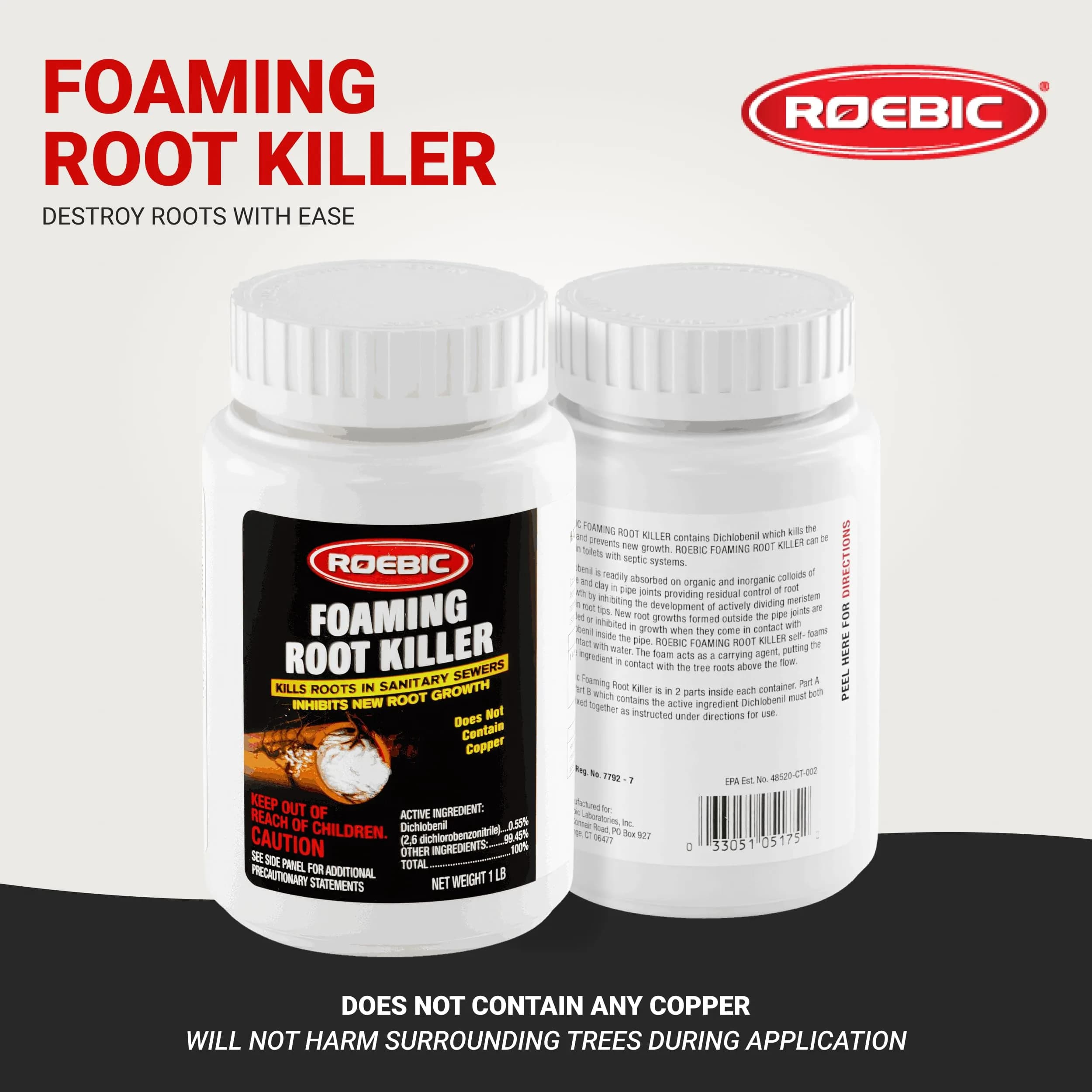 Roebic FRK Foaming Root Killer 1 lb (454 g) | Chemical Septic System & Drain Field Root Destroyer - view 2