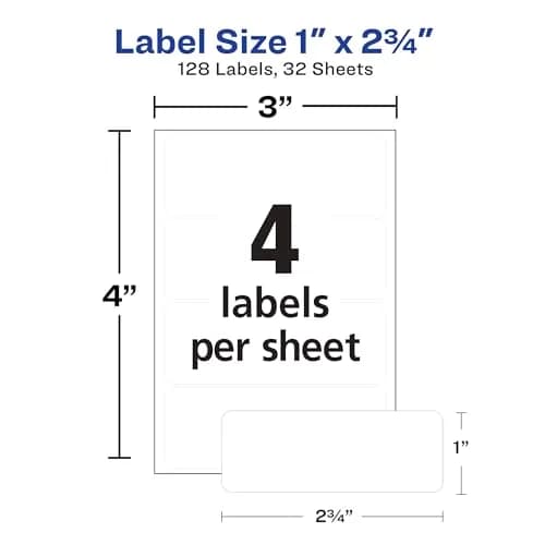 Avery Multi-Use Permanent Labels 1" x 2.75" White 128 Labels | Permanent Adhesive for Organization thumbnail 4