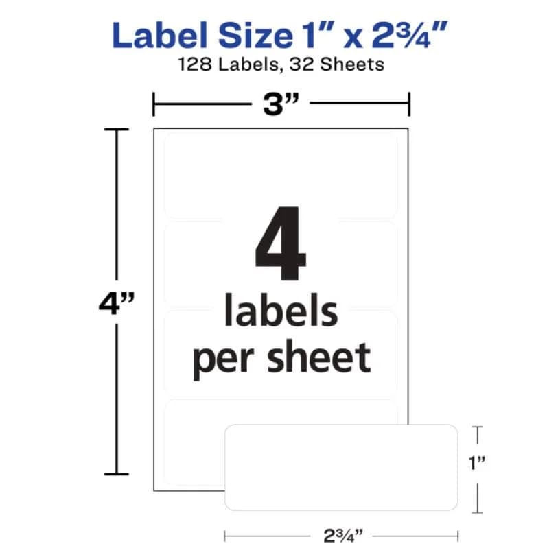 Avery Multi-Use Permanent Labels 1" x 2.75" White 128 Labels | Permanent Adhesive for Organization thumbnail 5