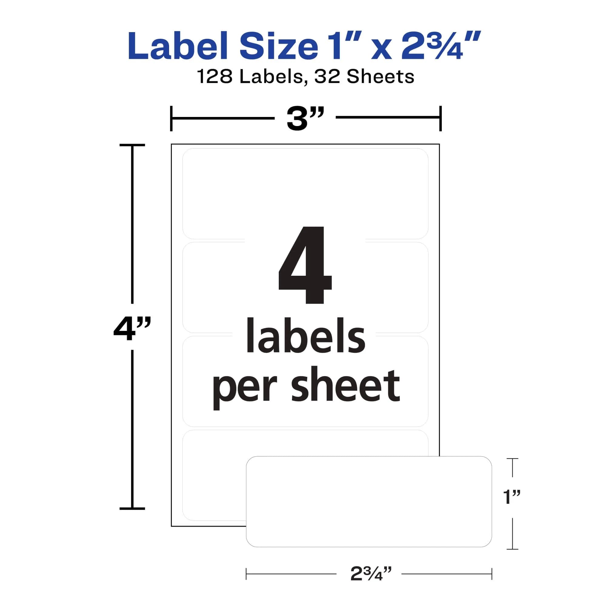Avery Multi-Use Permanent Labels 1" x 2.75" White 128 Labels | Permanent Adhesive for Organization - view 4