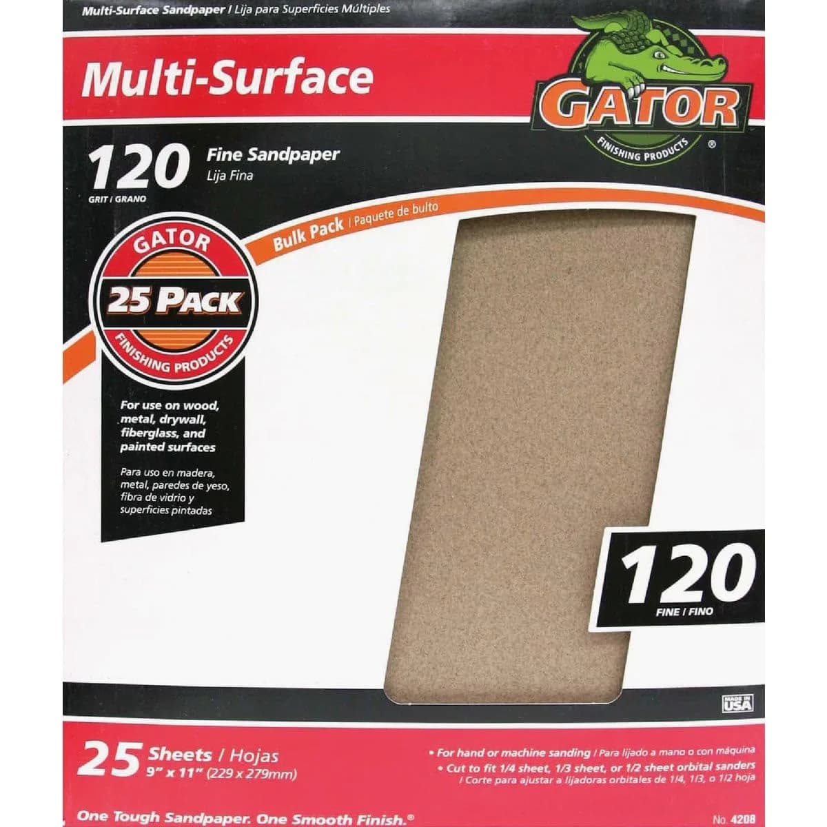 Ali Industries 120 Grit Sanding Sheets 9 x 11 in. (22.86 x 27.94 cm) | Aluminum Oxide for Wood, Metal, Fiberglass - main product image
