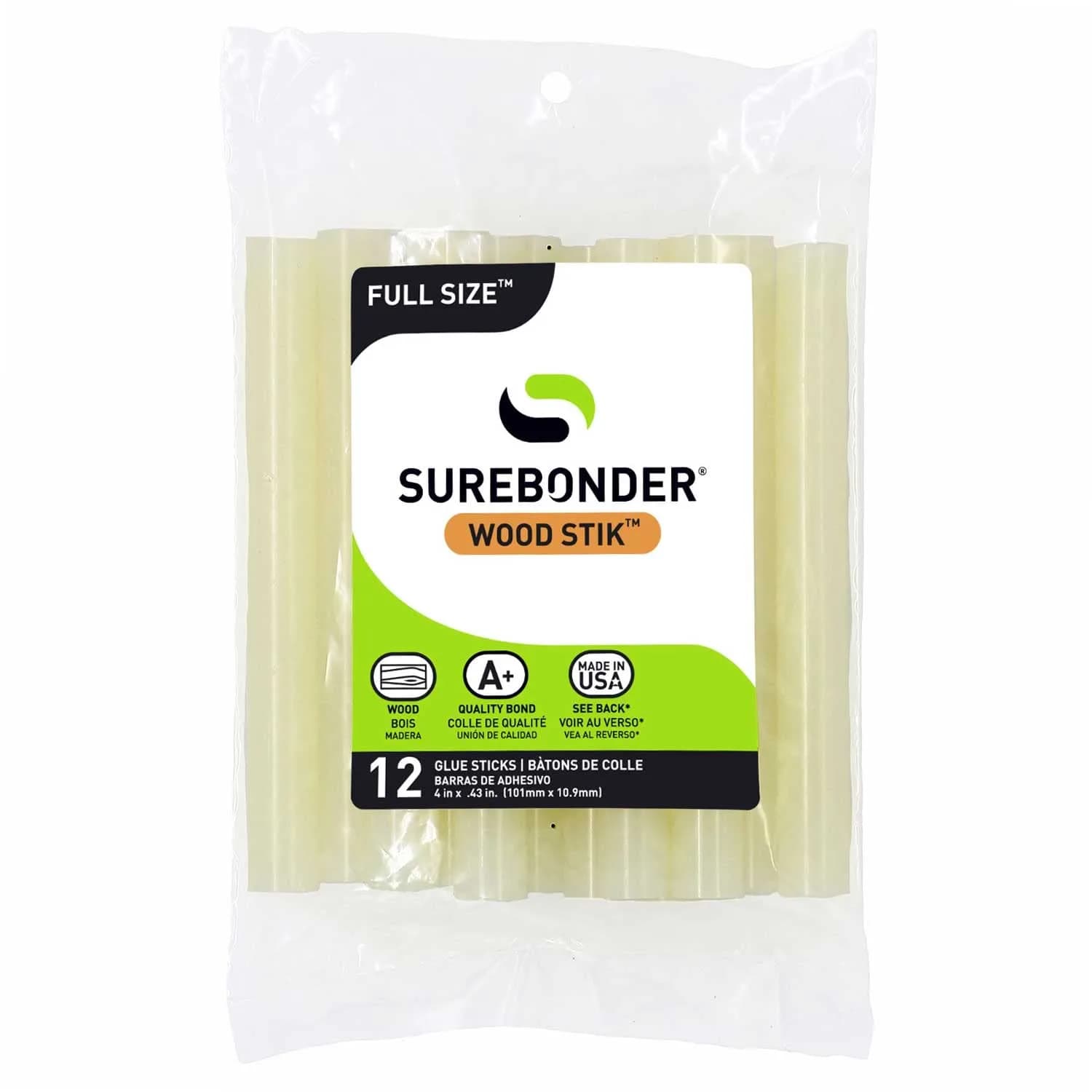 Surebonder WS-12 Full Size Hot Glue Sticks for Woodworking | High Strength, Fast Bonding, 12 Pack