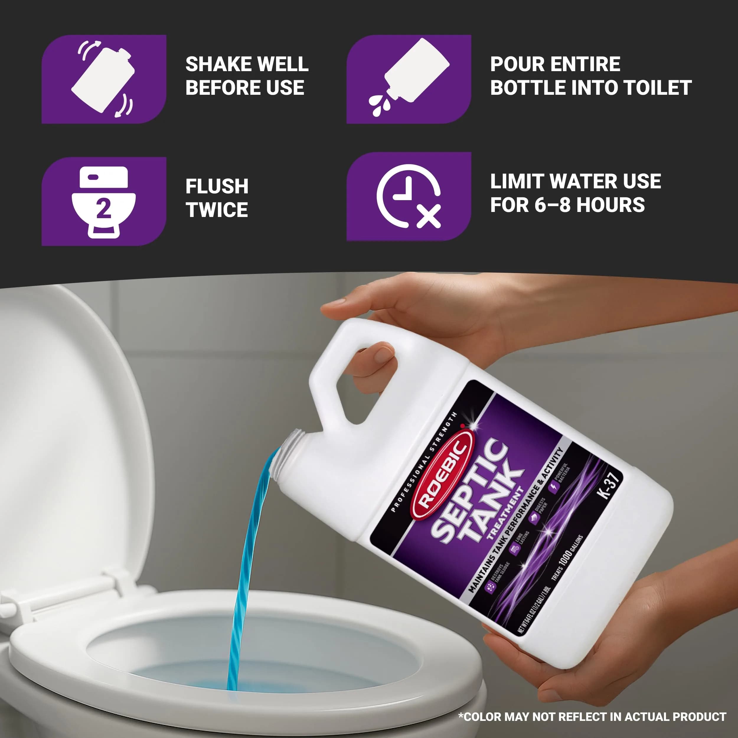 Roebic K-37-H Septic Tank Treatment 64 Fl Oz (1.89 L) | Promotes Efficient Breakdown & Reduces Odors - view 3