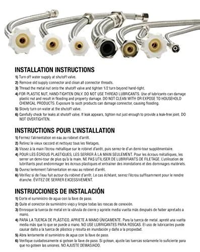 Fluidmaster 72-Inch Braided Stainless Steel Ice Maker Connector 0.25-in. x 0.25-in. Female Compression Threads | 1000 PSI Max Pressure thumbnail 5