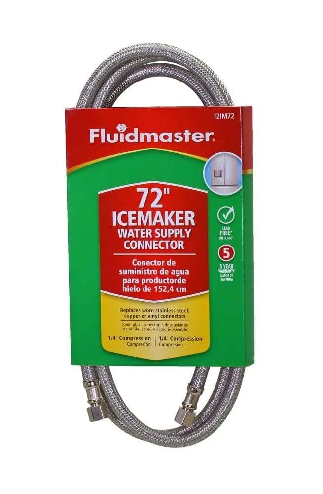 Fluidmaster 72-Inch Braided Stainless Steel Ice Maker Connector 0.25-in. x 0.25-in. Female Compression Threads | 1000 PSI Max Pressure - view 4