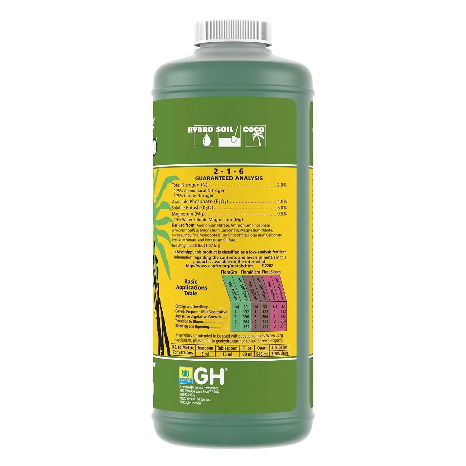General Hydroponics FloraGro Liquid Nutrient 0.9L (1 Quart) | Stimulates Vegetative Growth - view 7