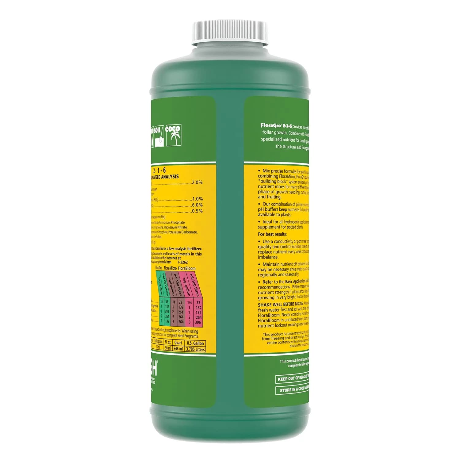 General Hydroponics FloraGro Liquid Nutrient 0.9L (1 Quart) | Stimulates Vegetative Growth - view 8