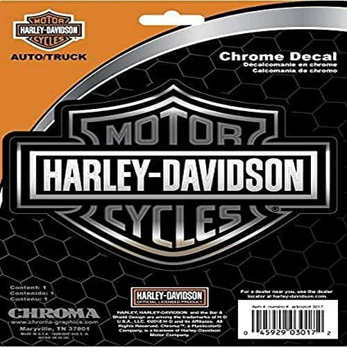 CHROMA Harley Davidson Classic Emblemz Decal 6" x 8" | Embossed Chrome Vinyl Sticker for Motorcycles thumbnail 1