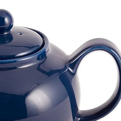 RSVP Large Stoneware 6-Cup Teapot, Blue | 42 oz capacity, Seamless & Microwave Safe thumbnail 2