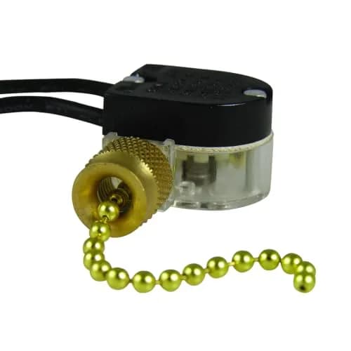Gardner Bender GSW-32 Pull Chain Switch SPST ON-OFF 6A/125V AC 18 AWG Wire Leads (1-Pack, Brass) thumbnail 2