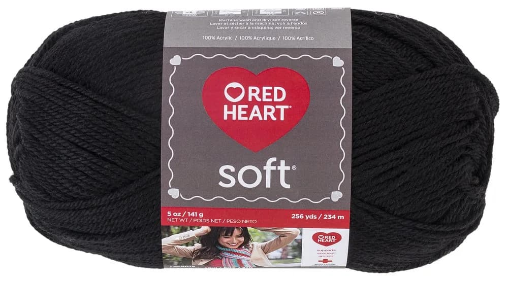 Red Heart Soft Yarn, Black | Ultra Soft Acrylic Yarn for Knitting & Crochet — Black