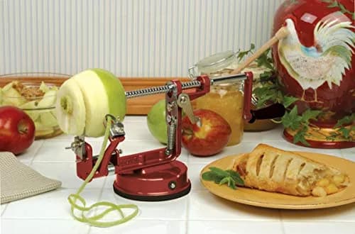 Norpro Apple Master Apple Potato Parer Slicer Corer 9.5" L x 4" W x 5.25" H Red | 3-in-1 Kitchen Tool for Fruits & Vegetables thumbnail 5