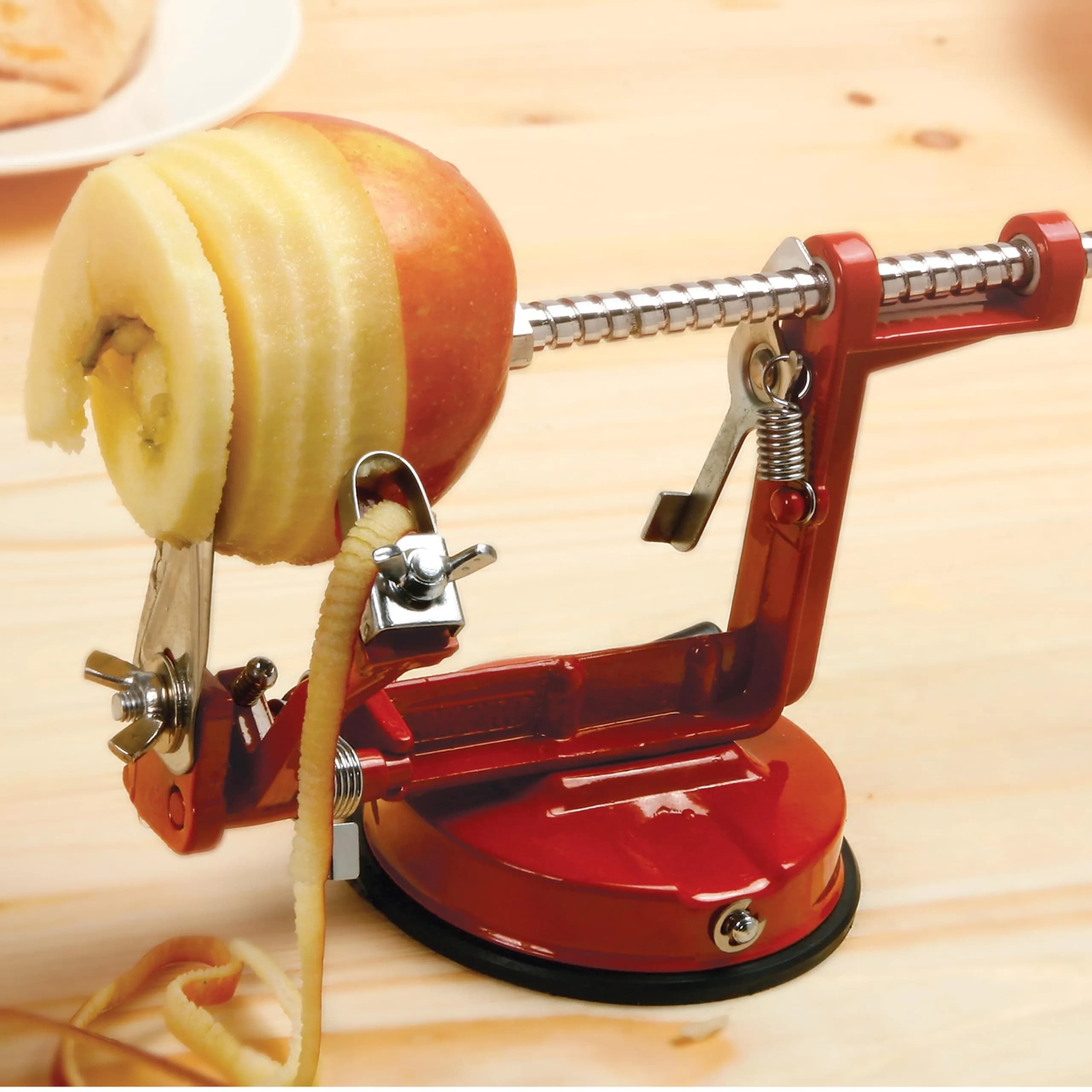 Norpro Apple Master Apple Potato Parer Slicer Corer 9.5" L x 4" W x 5.25" H Red | 3-in-1 Kitchen Tool for Fruits & Vegetables - view 2