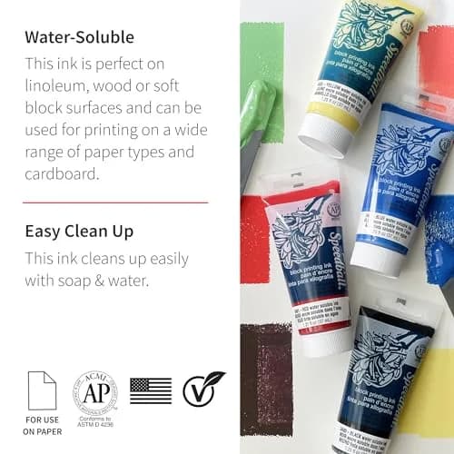 Speedball Magenta Water-Soluble Block Printing Ink, 37ml (1.3 fl oz) | Mixes Easily, Dries Satin thumbnail 2