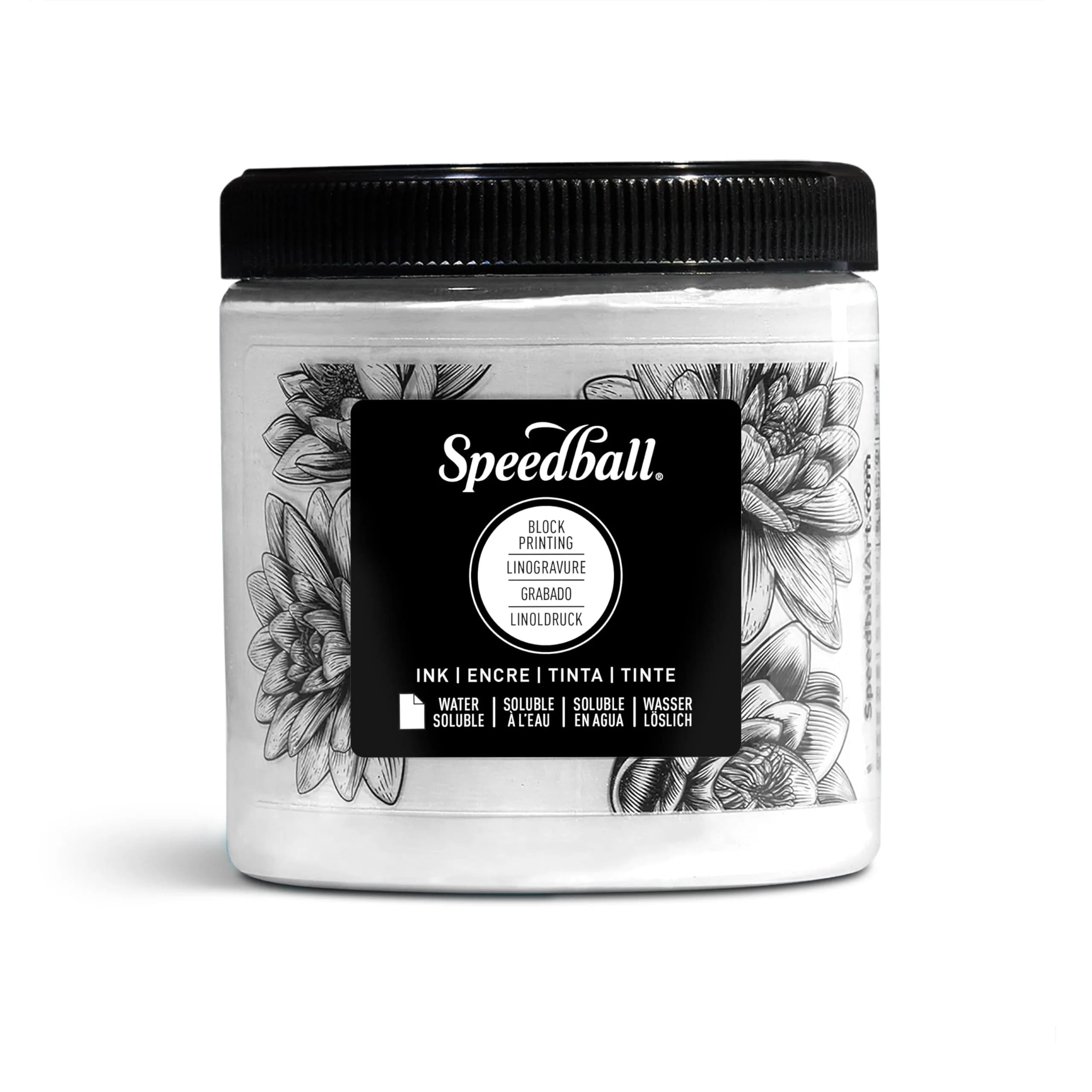 Speedball Water Soluble Block Printing Ink – White 8 fl oz | Satin Finish, Non-toxic — White