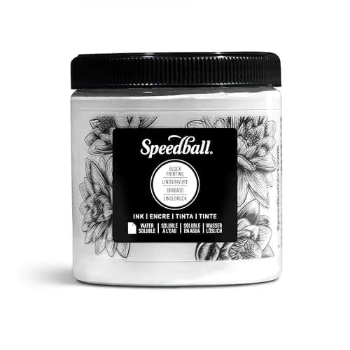 Speedball Water Soluble Block Printing Ink – White 8 fl oz | Satin Finish, Non-toxic thumbnail 1