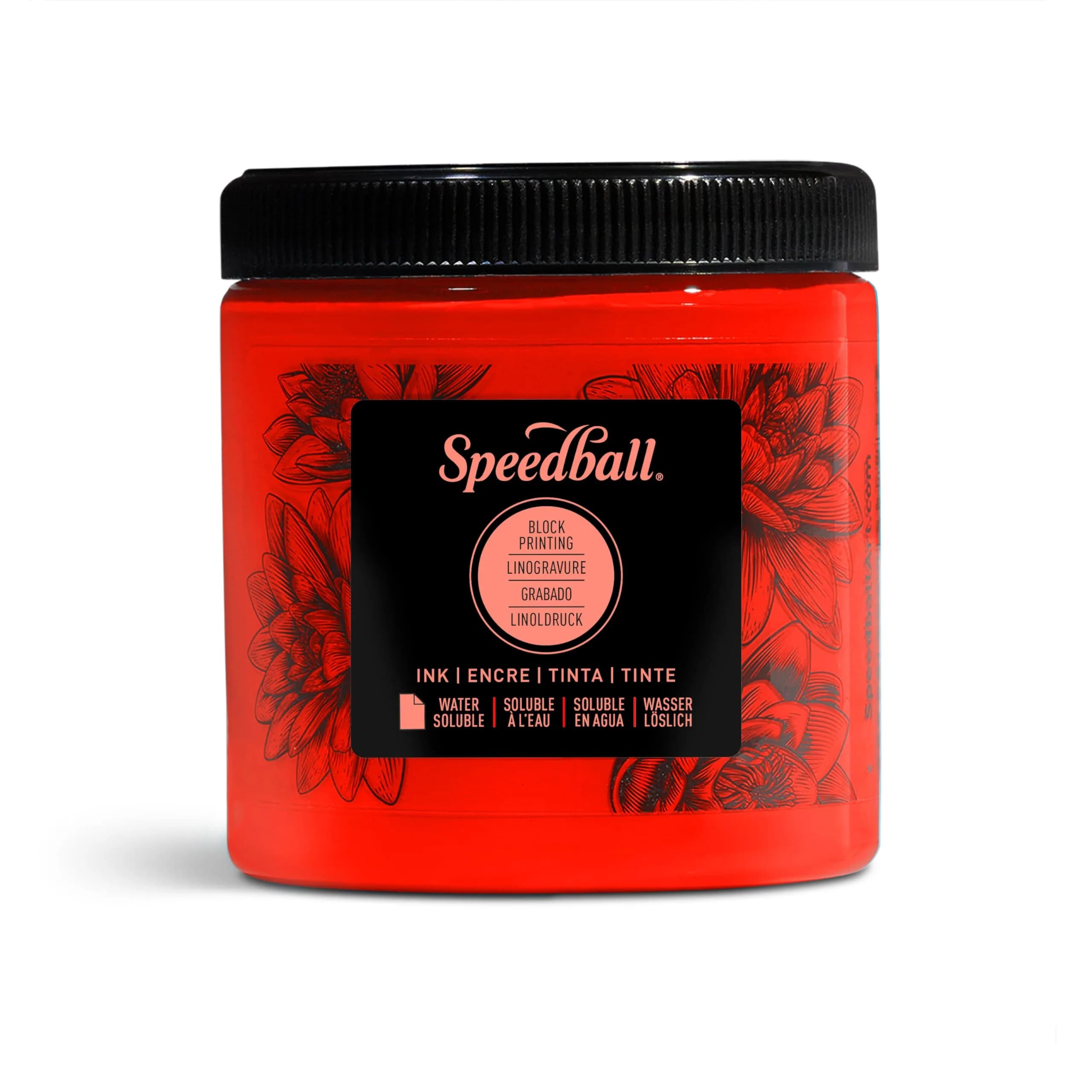 Speedball Water Soluble Block Printing Ink 8 fl oz | Bold Color, Satin Finish, Non-Toxic — Red