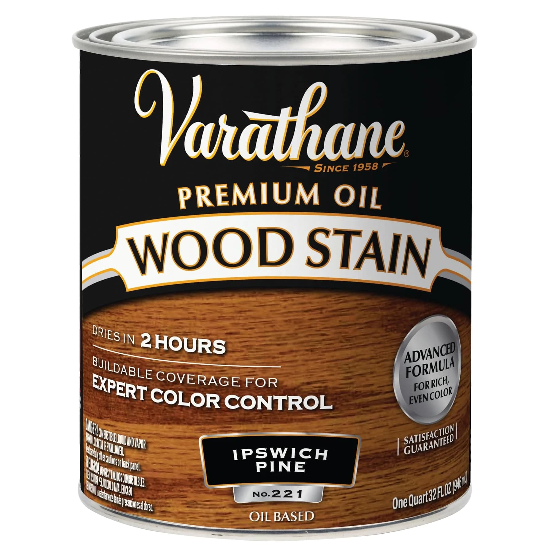 Varathane Dry Ipswich Pine Oil-Based Wood Stain Quart (946ml) for Deep Rich Interior Wood Color - main product image