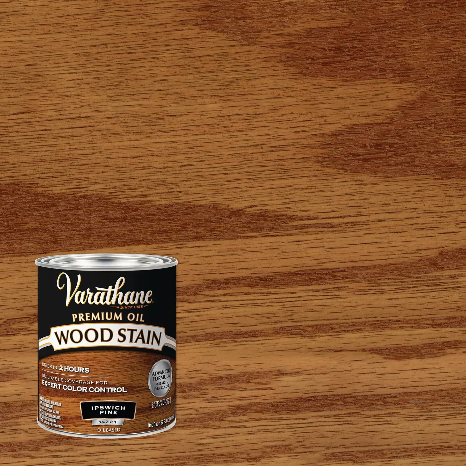 Varathane Dry Ipswich Pine Oil-Based Wood Stain Quart (946ml) for Deep Rich Interior Wood Color - view 2