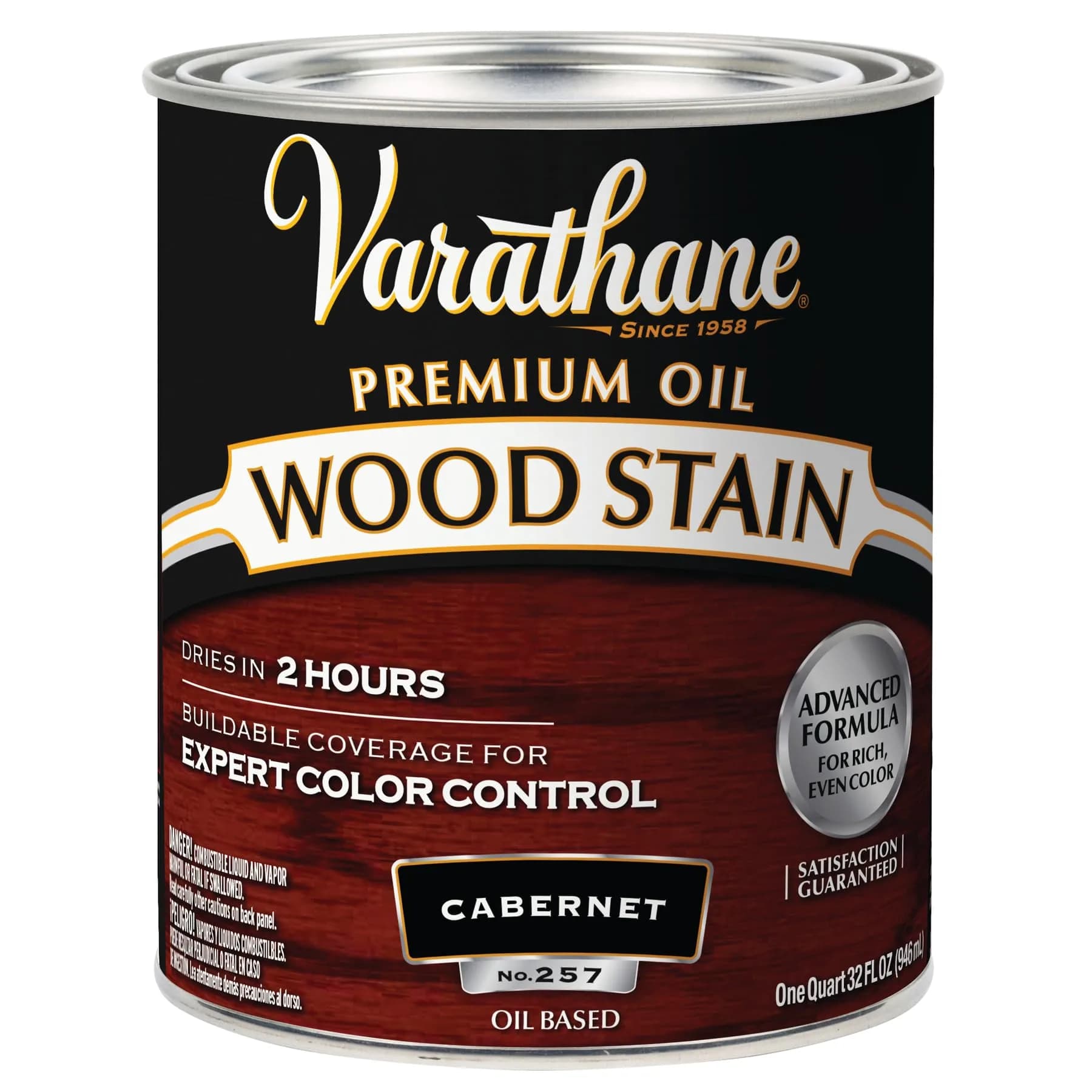 Varathane Cabernet Oil-Based Wood Stain Quart (32 Fl Oz) | Deep Rich Color for Interior Wood - main product image