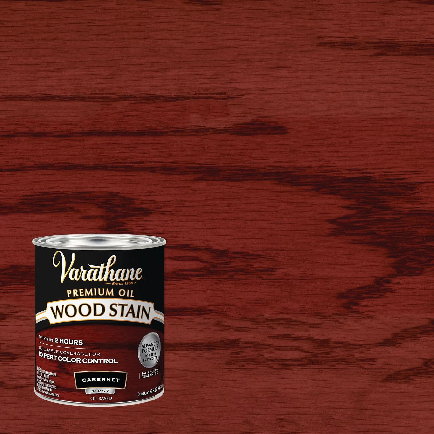 Varathane Cabernet Oil-Based Wood Stain Quart (32 Fl Oz) | Deep Rich Color for Interior Wood - view 2