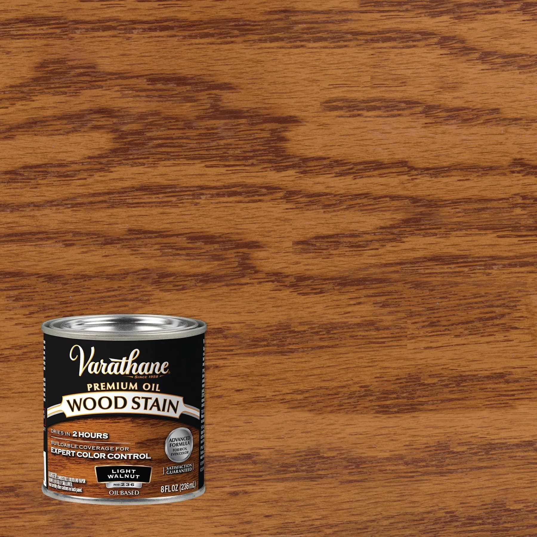 Varathane Light Walnut Oil-Based Wood Stain - Half Pint (16 Fl Oz) for Interior Wood - view 2