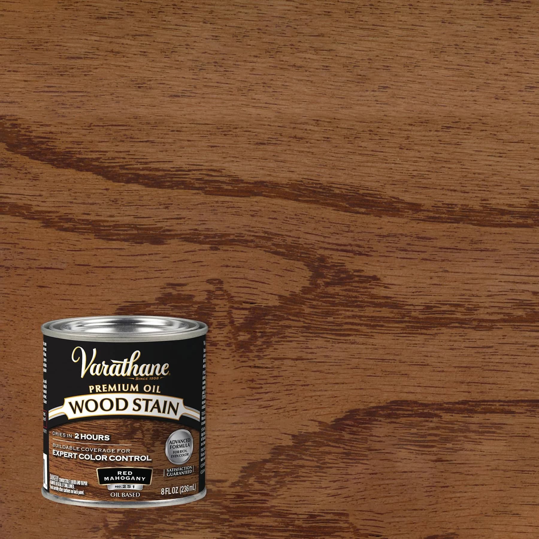 Varathane Red Mahogany Oil-Based Wood Stain Half Pint (16 Fl Oz) - Rich Color for Interior Wood Projects - view 2